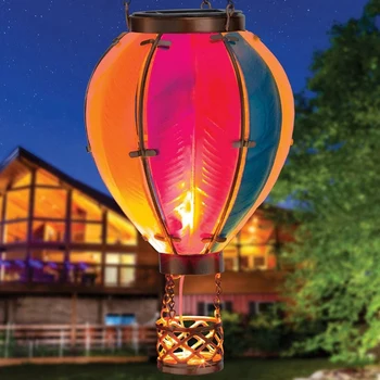 Слънчев фенер с балон с горещ въздух с трептяща пламъкова светлина, водоустойчив за градински двор