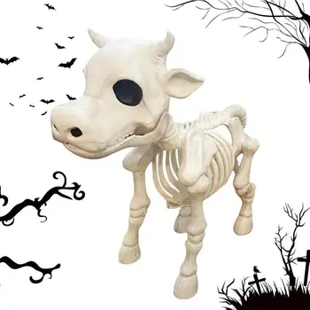 Хелоуин Скелет на крава 2023 Призрачен скелет Хелоуин декор Реалистичен кравешки череп скелет декор Хелоуин труден декорация подпори
