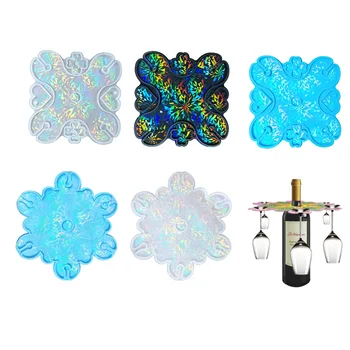 Холографски занаятчийски форми Цвете форма вино багажник мухъл вино стъкло притежателя форми силиконов материал DIY ръчно вземане на консумативи