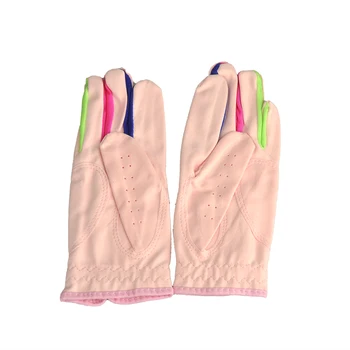 1Pair голф ръкавици за деца лява дясна ръка ръкавици дишаща нехлъзгаща мека материя бели розови детски голф ръкавици