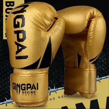 GINGPAI 6oz 8oz 10oz 12oz възрастни мъжки дамски детски боксови ръкавици PU кожа MMA Muay Thai Sanda Професионални бойни ръкавици