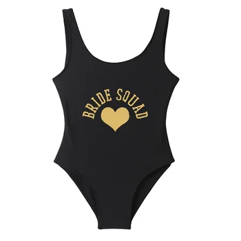 One Piece Love Heart SQUAD Summer Swimsuit Sexy Bodysuit Бански костюми Backless Mayo Monokini Cute Badpak One-Piece