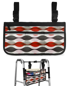  Водна капка форма геометрична текстура вълничка червена инвалидна количка чанта подлакътник странични чанти електрически скутер ходене рамка съхранение торбичка
